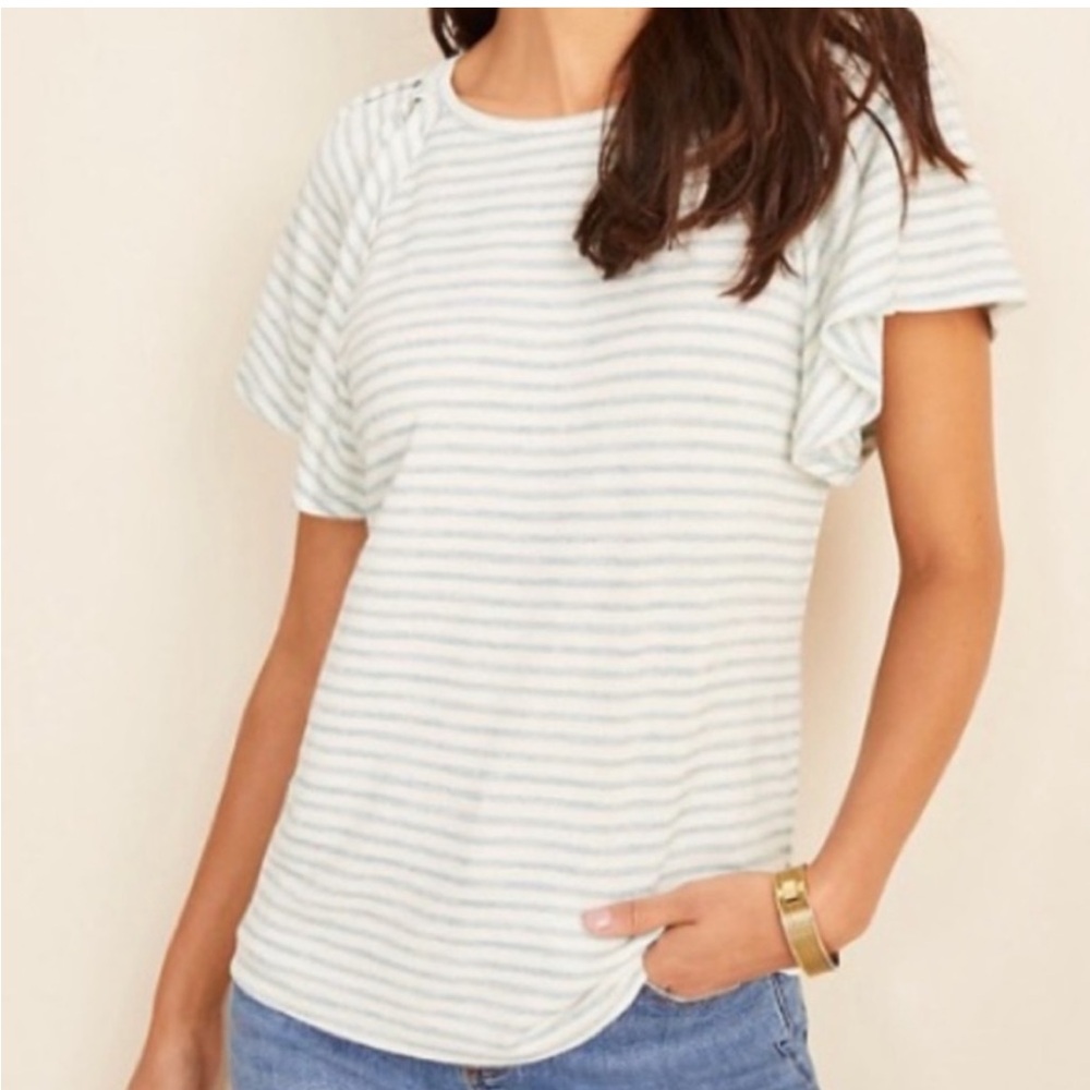 Ann Taylor Flutter Sleeve Sweater Tee XS